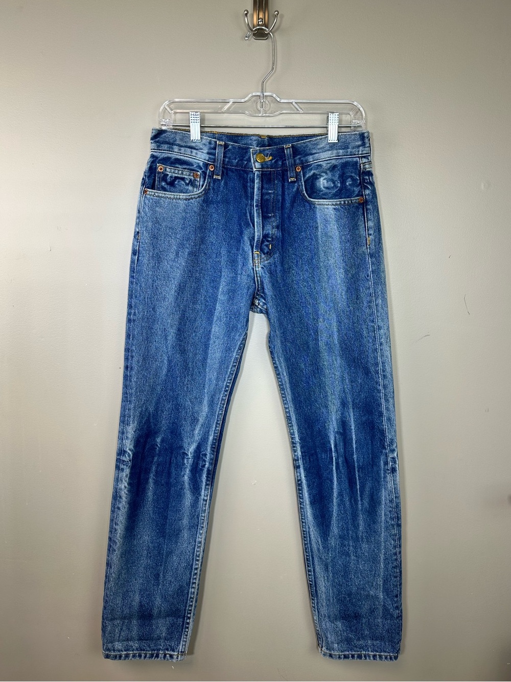 B Sides Women’s Designer Straight Leg Brit Jeans 100% Cotton Size 27 Button Fly